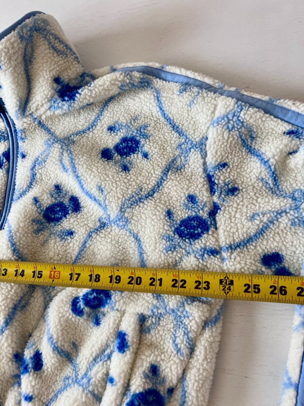 Old Navy Floral Bow Printed Loose Sherpa Quarter-Zip Pullover - Size Med - Picture 7 of 7